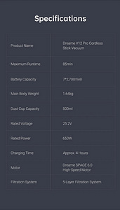 Xiaomi Dreame V12 PRO tolmuimeja 210AW 32KPA 85min uus, gar. (10 foto / 10)