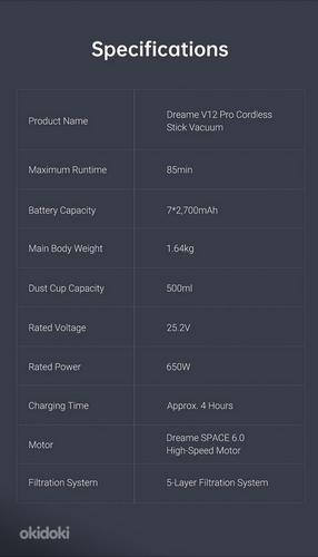Xiaomi Dreame V12 PRO tolmuimeja 210AW 32KPA 85min uus, gar. (foto #10)