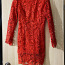 Эффектное ярко-красное роскошное кружевное мини-платье (фото #4)