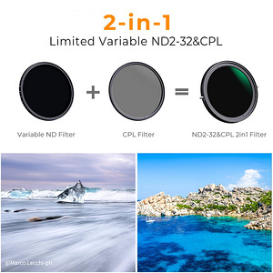Новый! Фильтр K&F Concept Nano-X ND 2-32 + CPL 52мм