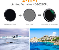 Новый! Фильтр K&F Concept Nano-X ND 2-32 + CPL 52мм