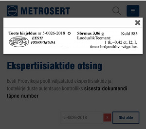 Sõrmus 585 looduslik teemant 0,42ct (4 foto / 4)