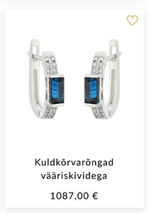 Kuldkõrvarõngad 585 teemandid+safiirid (2 foto / 3)