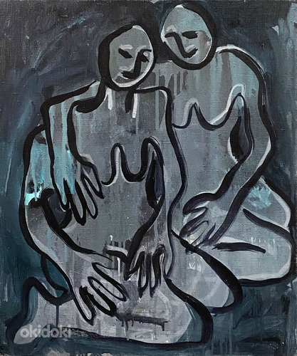 Monokroomne abstraktne maal – 60×50 cm