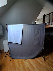 Fototaust 2×3m, valge ja hall, kogu komplekt (3 foto / 3)