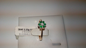 Sõrmus 585;2,23gr;Em 0,33ct+6;Br 0,07ct+1; 18MM (2 foto / 3)