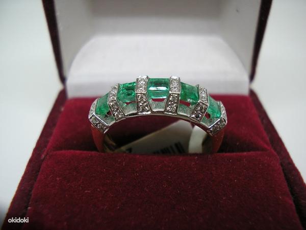 Sõrmus 585;4,35gr;Emerald 5 0,98ct+5;Br 0,152ct+36 (foto #2)