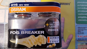 Autopirn Osram H16 12v 19W kollane valgus Fog Breaker