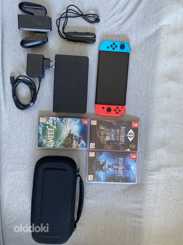 Nintendo switch Oled 64gb + чехол + 3 игры(картриджа)