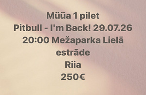 Pitbulli kontserdipiletid (1 foto / 1)