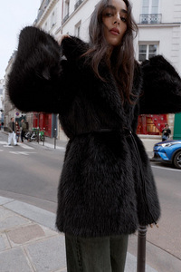 Zara fur coat xs black (1 foto / 5)