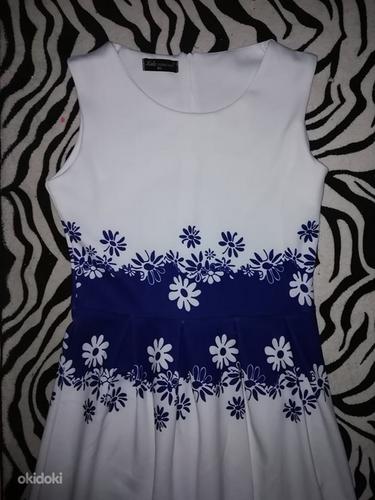 Новое красивое бело-синее платье s/m (фото #3)