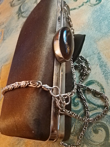 Satiini ilta laukku tiikerin silmä jalokivi solki (2 valokuva sivusta 5)