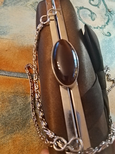 Satiini ilta laukku tiikerin silmä jalokivi solki (3 valokuva sivusta 5)