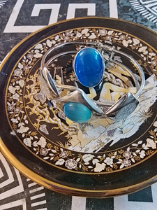 RANNKERORU TURKOOSI LASI HELMI JA SORMUS HOHTAVA LASIHELMI (3 valokuva sivusta 4)