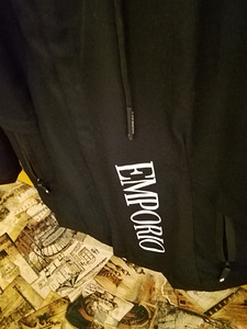 Emporio musta kangas takki hupulla (4 valokuva sivusta 6)