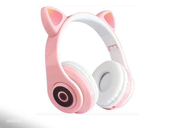 Беспроводные наушники Bluetooth Котик розовые (5447) (фото #1)