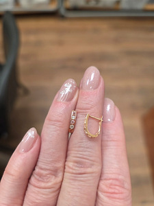 Золотые серьги с 'английским' замком #1200001(Au-R)_CZ+CZ-PI (2 фото из 4)