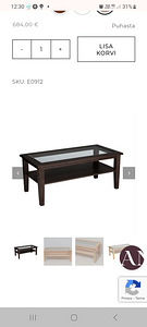 Skano diivanilaud klaasiga 120×60 (2 foto / 2)