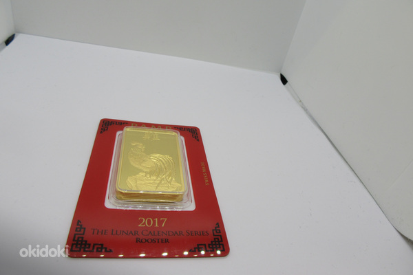 Новый-Памп-Год Петуха-золотая пластина-999,9-проба (фото #1)