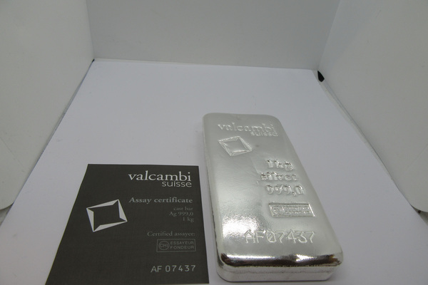 Hõbe 1000gr Valcambi hõbekang 999,9 prooviga
