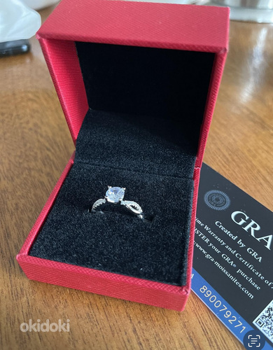 Обручальное кольцо с муассанитом и круглым бриллиантом 1 карат (фото #3)