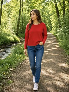 Roosa viskoos kampsun ja teksad (2 foto / 8)