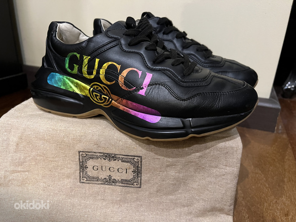 Gucci black leather RYHTON RAINBOW meeste sneakers,43