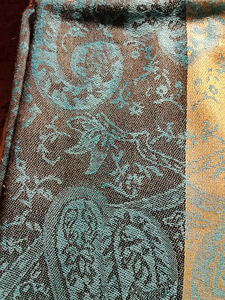 KAULALIINA TURKOOSI KULTA KUVIOINEN 100 PR PASHMINAA (2 valokuva sivusta 4)