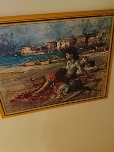 ÖLJYVÄRI MAALAUS LAPSET RANNALLA (1 valokuva sivusta 1)