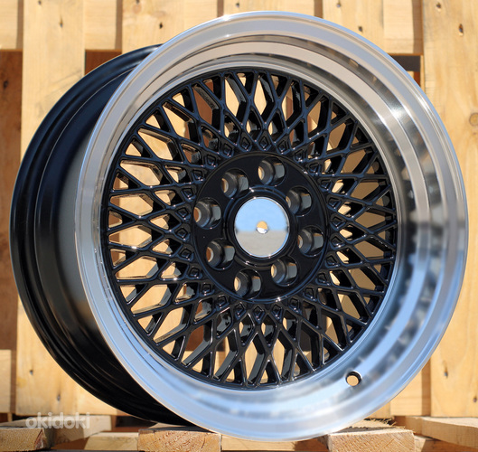 R15x7  4X100  ET  25  73.1  LU483  Black+Polished Lip (BLPL)  For RACIN  (P1)  (BBS Style)