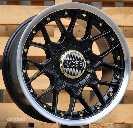 R15x8  8X100/114  ET  30  73.1  L1879  (HX025)  Black+Polished Lip (BLPL)  For HAXER  (P1)  ((AKC 60 Eur))