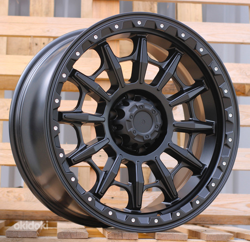 R20x9  6X139.7  ET  0  110.1  JT200  Black Polished (MB)  For 4X4  (K3)  (Silver Rivets)