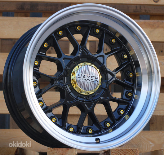 R15x8  8X100/114  ET  30  73.1  HX025  (LU1879)  Black Partial Polished (BP)  For HAXER