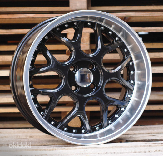 R16x7  4X100  ET  30  60.1  FR762  Black+Polished Lip (BLPL)  For SMART  (R)  ((AKC 70 Eur)BRABUS Style)