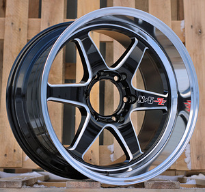 R18x10.5  6X139.7  ET  12  106.1  D1668  Black+Polished Lip+Red Milling (BLPLRM)  For RACIN  (K3)  (Milling) (1 foto / 1)