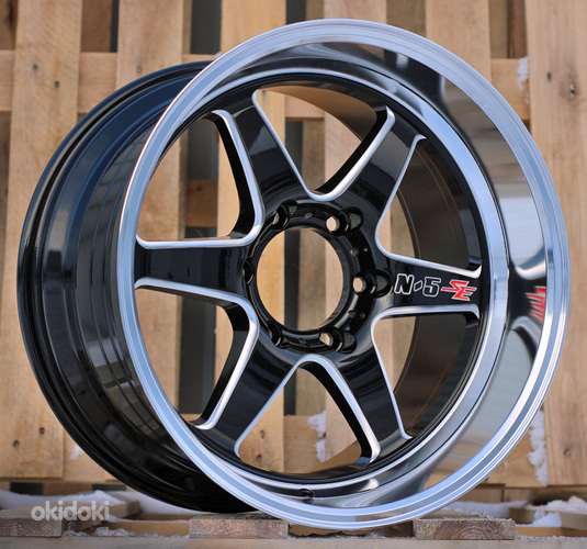 R18x10.5  6X139.7  ET  12  106.1  D1668  Black+Polished Lip+Red Milling (BLPLRM)  For RACIN  (K3)  (Milling)