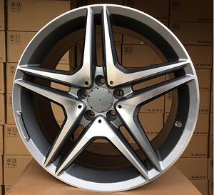 R18x9.5  5X112  ET  45  66.6  BY496  Grey Polished+Powder Coating (MGPC)  For MER  (P1)  (Rear+Front) (1 foto / 1)