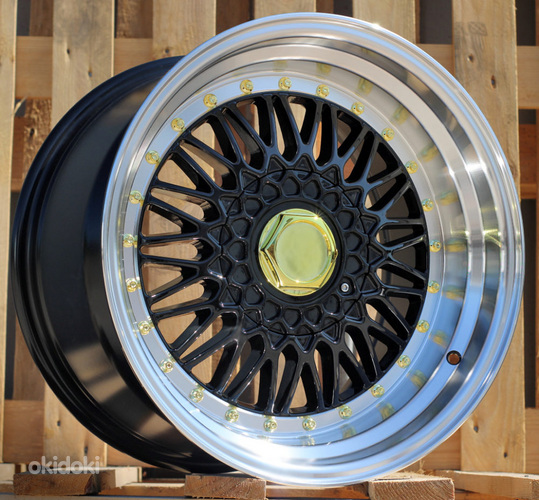R17x7.5  8X100/108  ET  35  73.1  BY479  (XF135)  Black+Polished Lip (BLPL)  For RACIN  (P1)  (BBS Style)