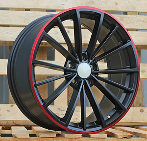 R19x8  5X112  ET  45  57.1  B5937  Black Half Matt+Red Lip (BLHMRL)  For VW  (P) (1 foto / 1)