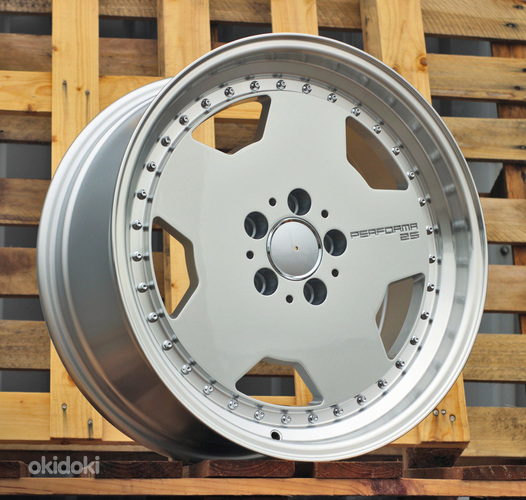 R18x8  5X112  ET  30  66.6  B5852  Silver+Polished Lip (SP)  For MER  (K4+P)  (HYBRID FORGED MONOBLOCK Style)