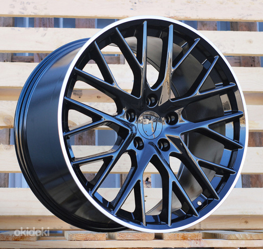 R21x9.5  5X130  ET  65  71.6  B5541  Black+Polished Lip (BLPL)  For PORCH  (K4+M)  (Black Shining+PL Rear+Front)
