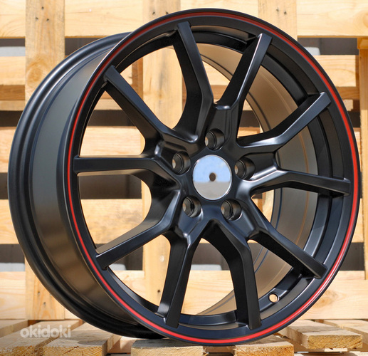 R17x7  4X100  ET  38  60.1  B5253  Black Half Matt+Red Lip (BLHMRL)  For RACIN  (K2)