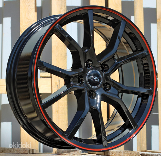 R17x7  5X105  ET  40  56.6  B5253  Black+Red Line (BR)  For RACIN  (L3)  ((AKC 80 Eur))