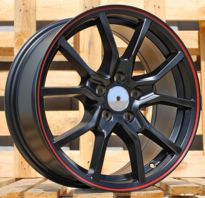 R16x7  4X100  ET  36  60.1  B5253  Black Half Matt+Red Lip (BLHMRL)  For RACIN  (R+D3) (1 foto / 1)