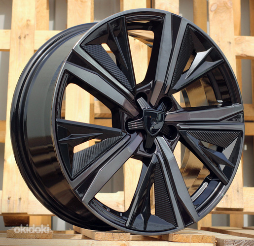 R18x7.5  5X108  ET  44  65.1  Y1187  (IN5668)  Black+Tinted Face (BLTF)  For PEUG  (M)  (NEW Design Carved Spokes)