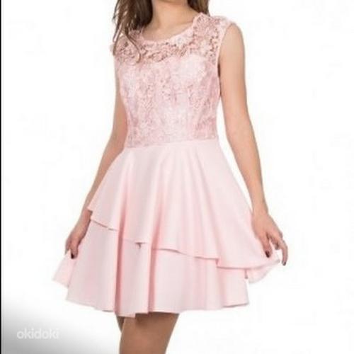 Новое розовое вечернее платье с фигурной юбкой, платье для выпускного вечера, S, кружевной топ (фото #1)
