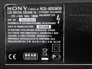 Teler Sony Bravia, 40" = 102 cm (6 foto / 9)