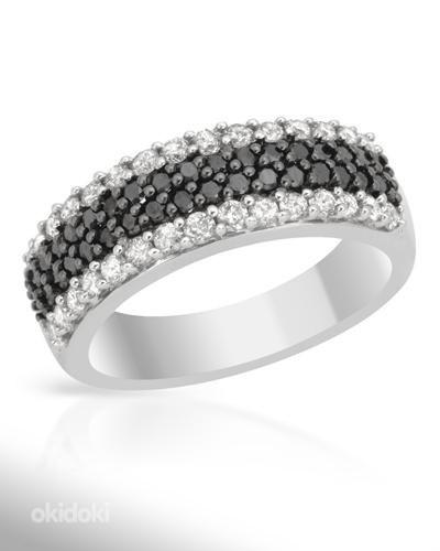 Золотое кольцо с белыми и черными бриллиантами 1,0 карат (фото #1)