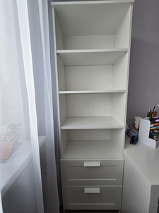 Продам белый стеллаж IKEA BRIMNES 60х35х190 см) с 2 ящиками. (1 фото из 1)